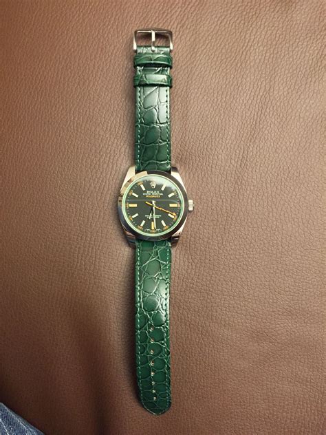 strap watch green rolex|rolex watch strap gold buckle.